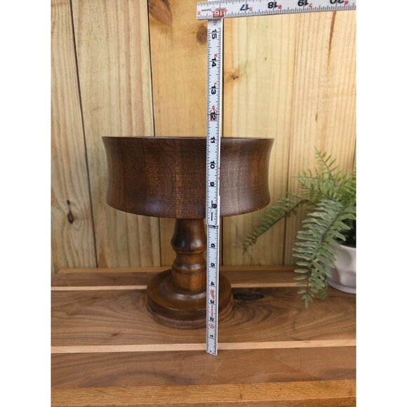 Vintage Mid-Century Modern Wooden Pedestal Bowl 10" Diameter - Picture 15 of 16